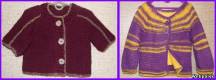 Эксклюзивная авторская вязаная одежда. Фиолетовая кофта в желтую полоску 1-4 и 4-7 лет. Овечья шерсть, подкладка флис.